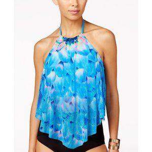 NWT Coco Reef Silent Bloom Mesh High Neck Tankini Swim Top DD cup